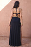 a woman in a black dress