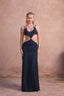 a woman in a black dress