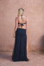a woman in a black dress