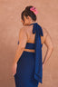 a woman in a blue dress