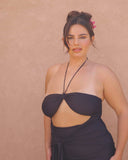 The Muse - Black Halterneck Midi Dress
